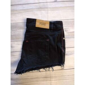 PINK Victoria's Secret Black Denim Cutoff Shorts Distressed Frayed Raw Hem 4